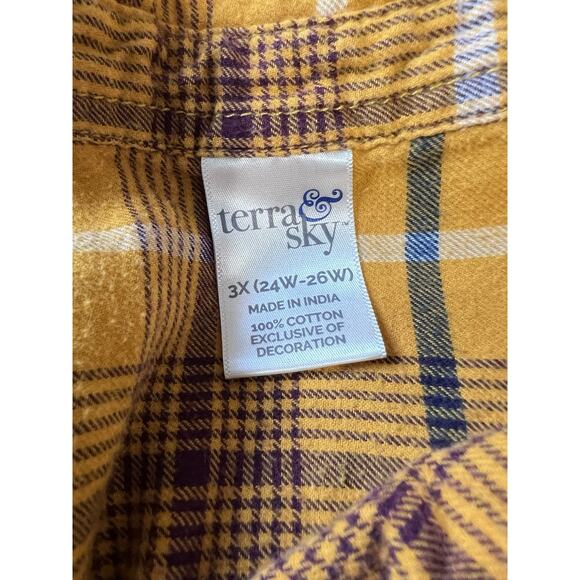 Women's 3X Wrap Pancho & Flannel Shirt Set Tartan Plaid Mustard Yellow Black - Picture 6 of 7